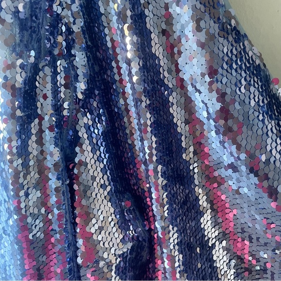 New! Bardot Blue Sequins One Shoulder Mini Dress NWT 37643 - Picture 4 of 8